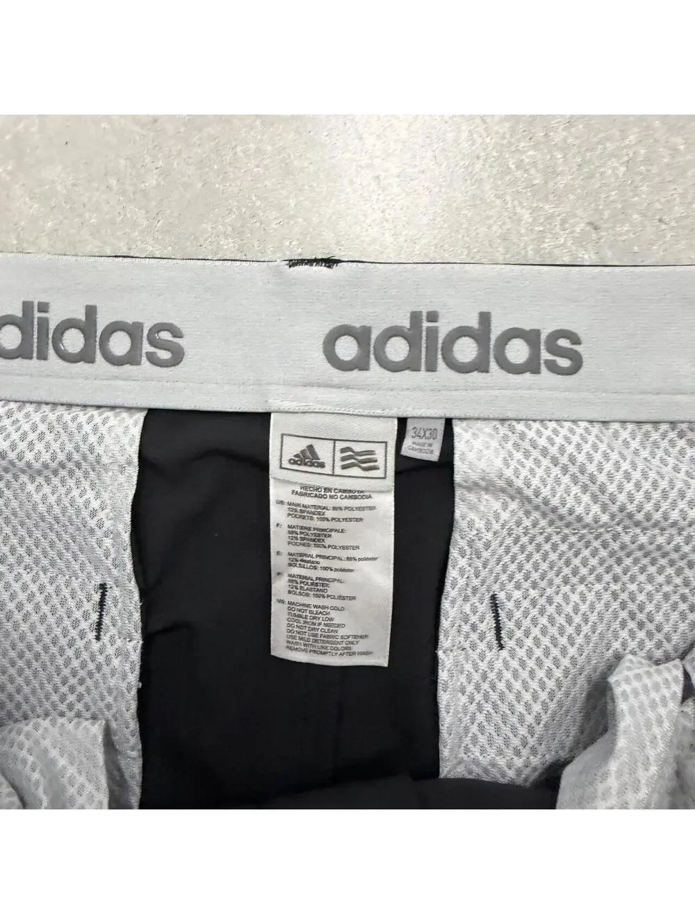 Adidas Golf Pants Mens 34x30 Black Performance Stretch Flat Front Casual